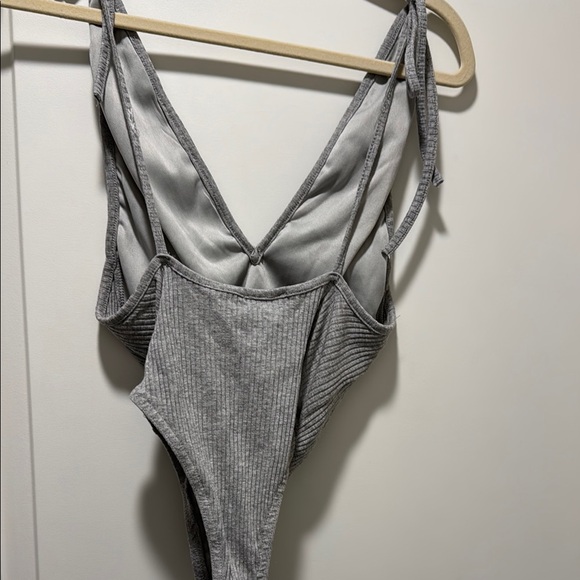 Gray Ribbed Bodysuit - Picture 2 of 3